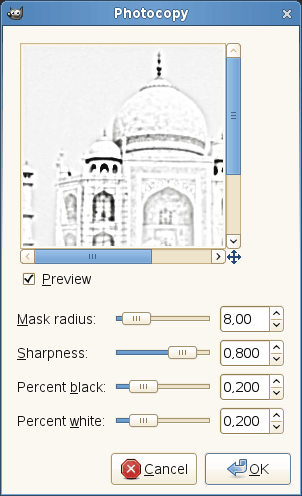 “Photocopy” filter options