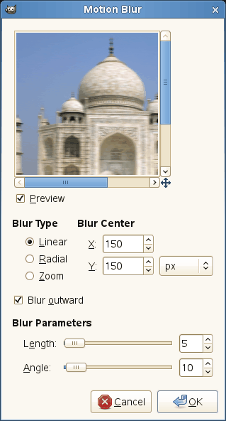 “Motion Blur” filter options