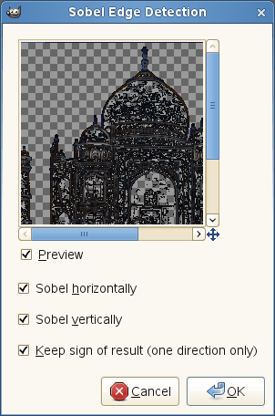 Sobel filter options