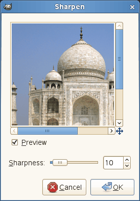 “Sharpen” filter options