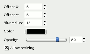 “Drop Shadow” filter options