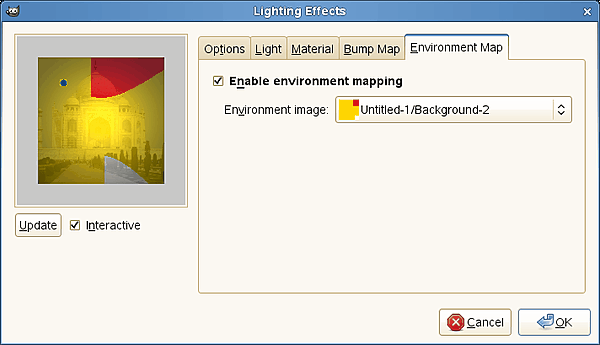 “Lighting” filter options (Environment Map)