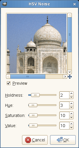 “HSV Noise” filter options