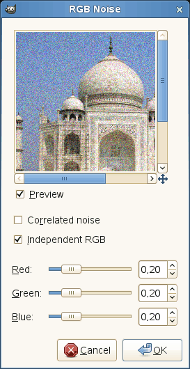 “RGB Noise” filter options