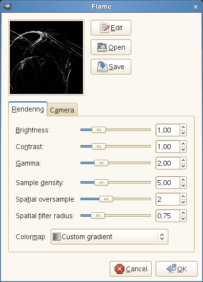 “Flame” filter options