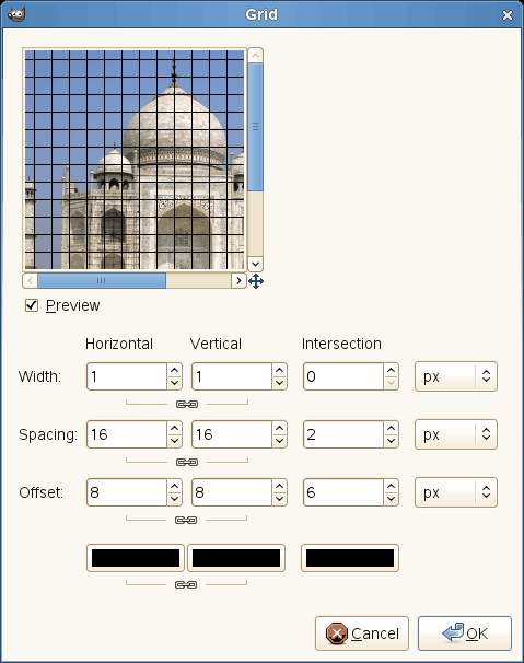 “Grid” filter options