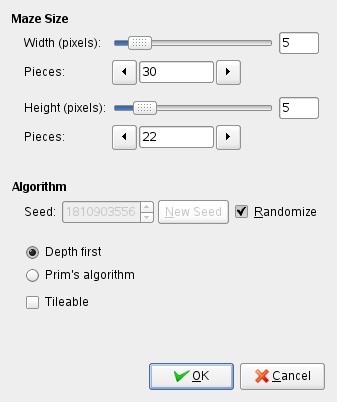 “Maze” filter options