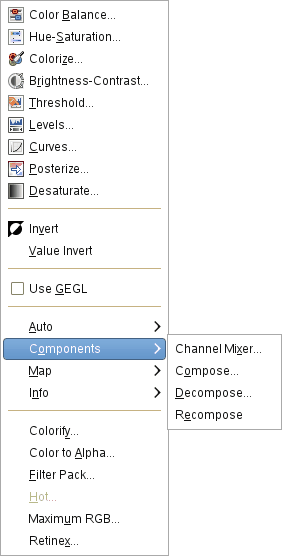 The “Components” submenu