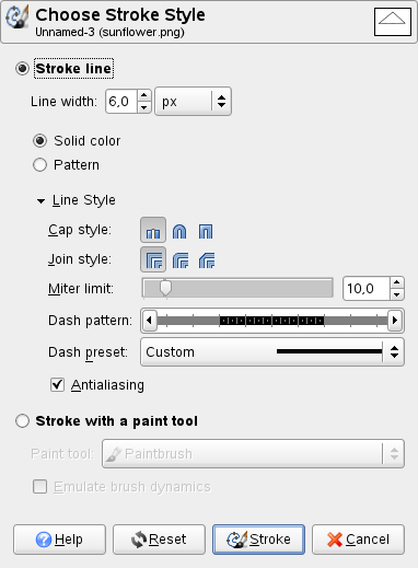 The “Choose Stroke Style” dialog window