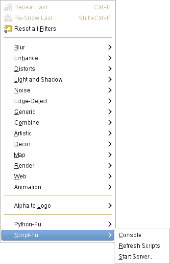 The “Script-Fu” submenu