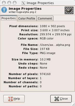 “Image Properties” Dialog