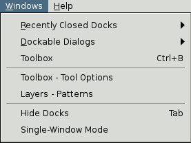 Contents of the “Windows” Menu