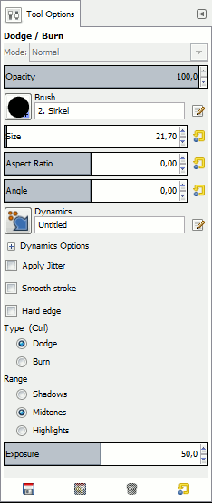 “Dodge/Burn” tool options