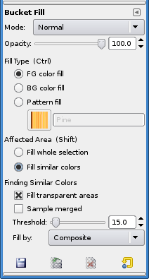 “Bucket Fill” tool options