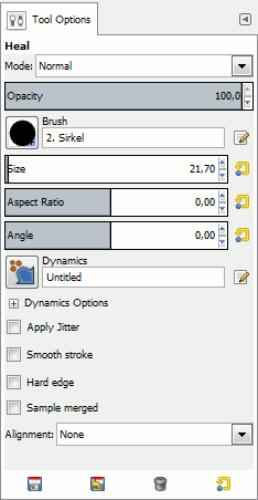 Heal Tool options