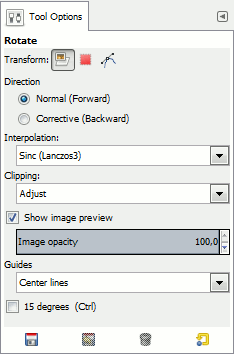 Rotation tool options